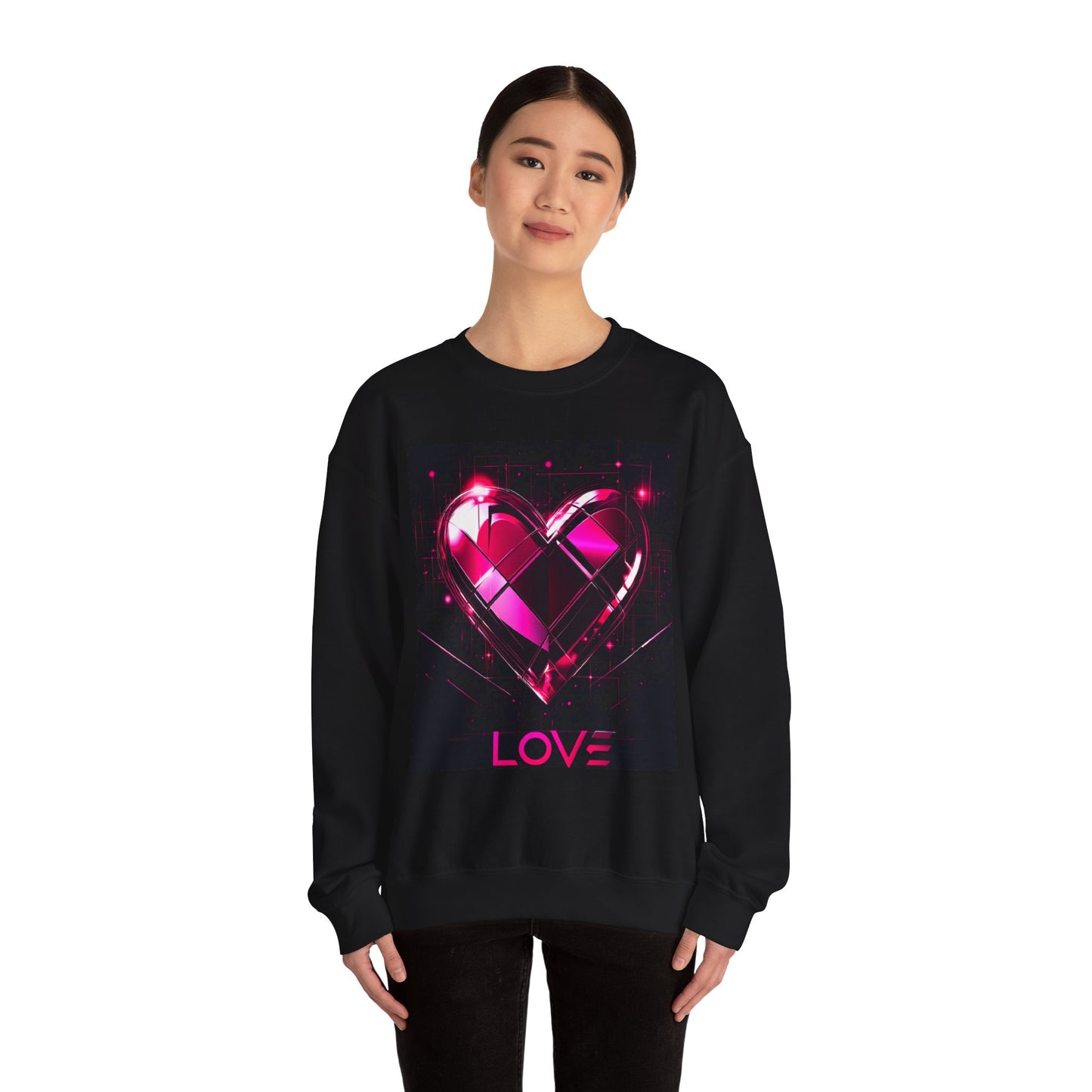 Love Heart Unisex Crewneck Sweatshirt - Cozy Valentine's Gift