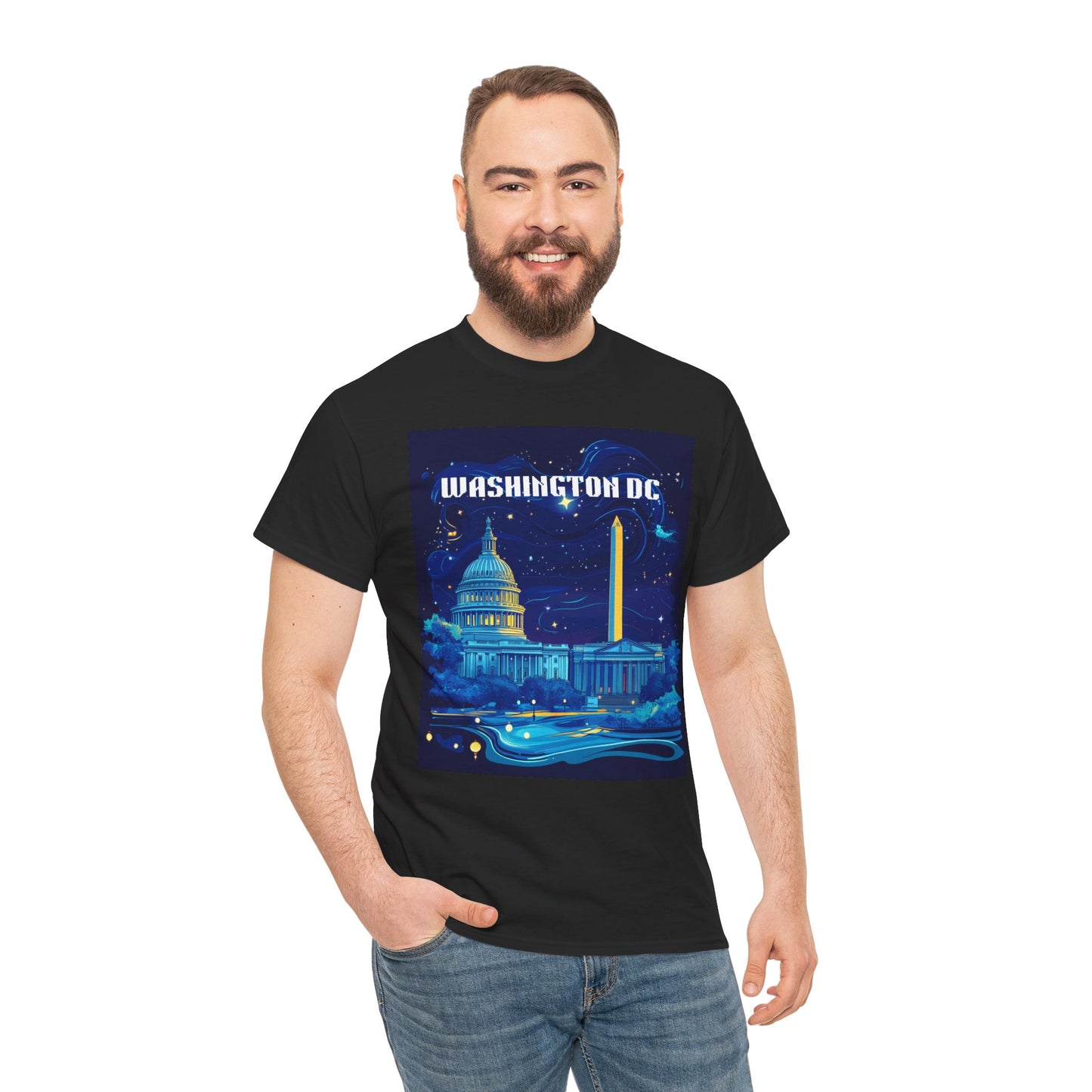 Washington DC Heavy Cotton Tee - Unisex Graphic Tee for Travelers and City Lovers