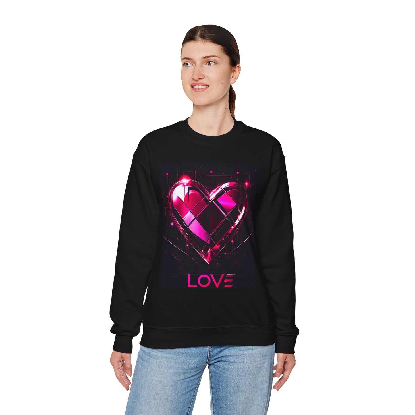 Love Heart Unisex Crewneck Sweatshirt - Cozy Valentine's Gift