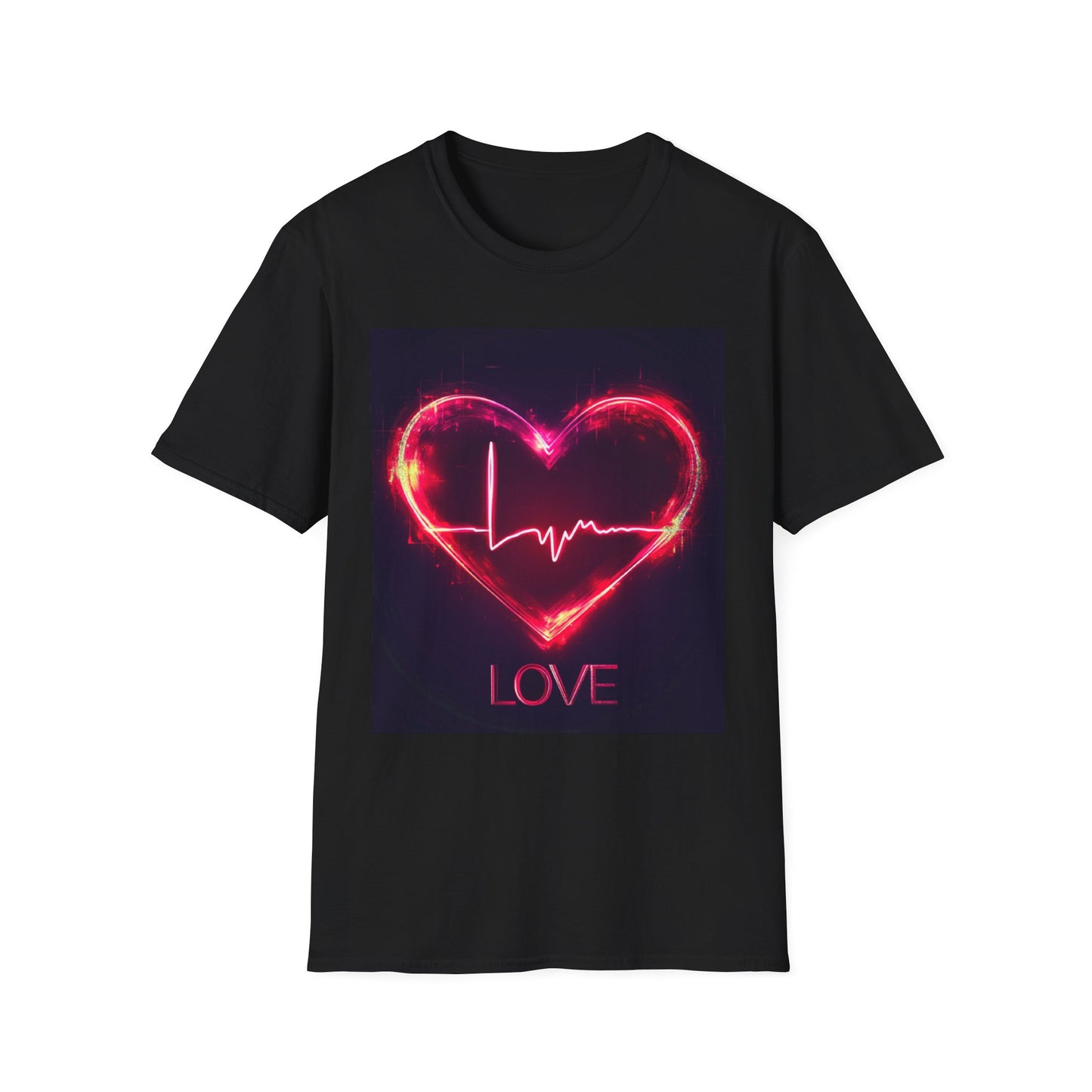 Heartbeat Love Unisex Softstyle T-Shirt for Couples and Valentine's Day