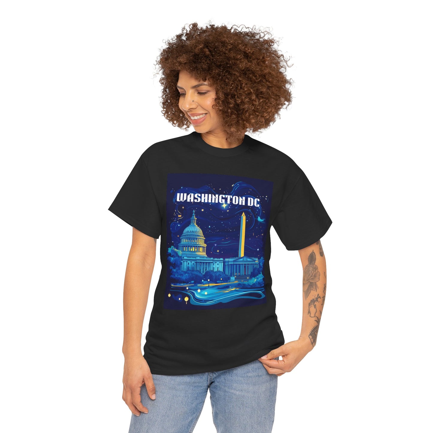 Washington DC Heavy Cotton Tee - Unisex Graphic Tee for Travelers and City Lovers