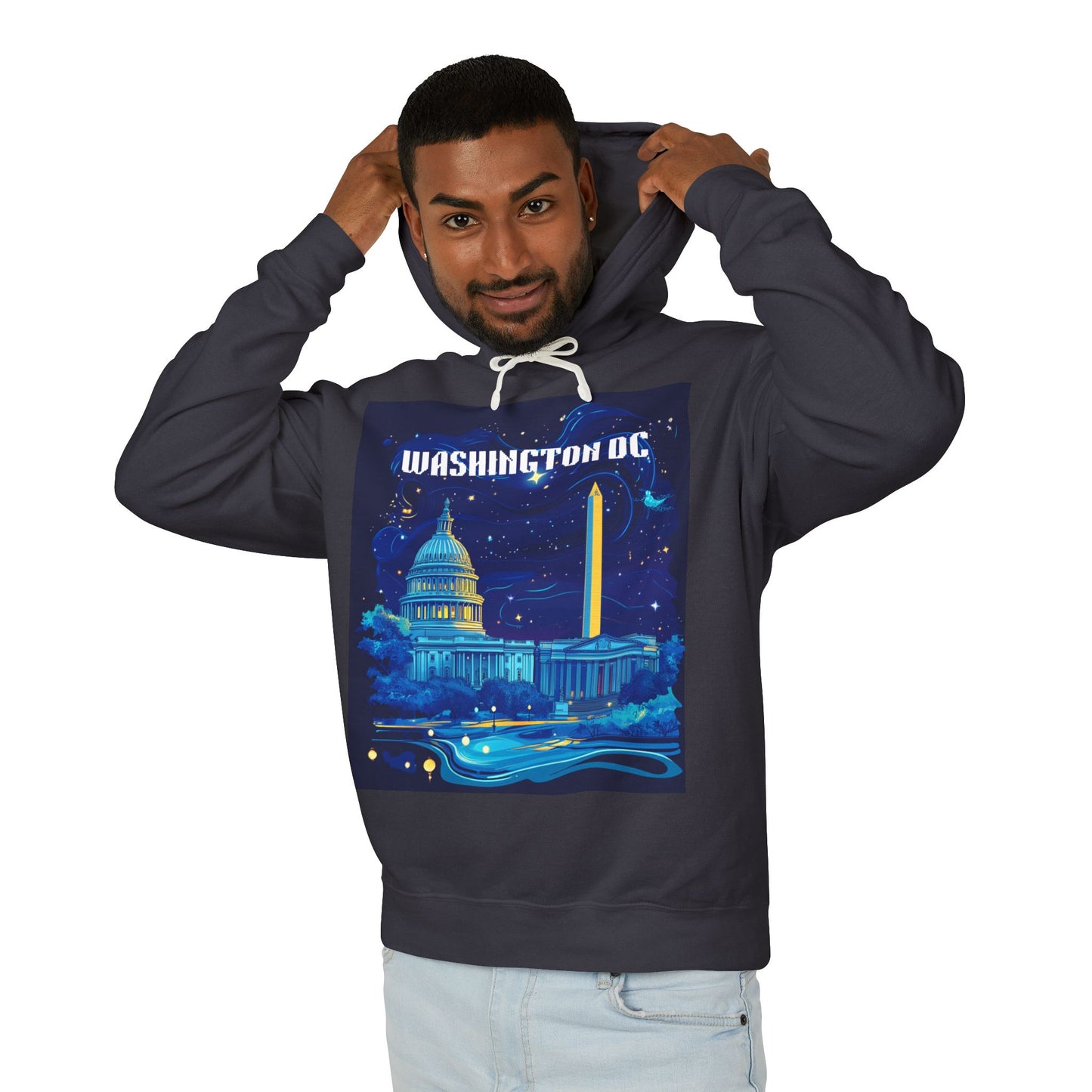 Washington DC Unisex Lightweight Hooded Sweatshirt - Perfect for Travel & Gift Giving