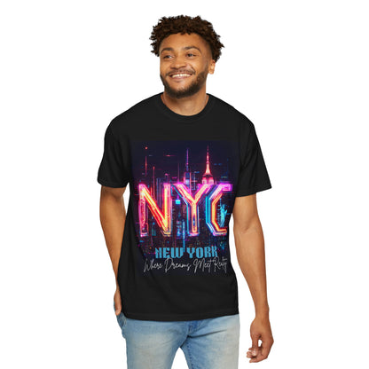 NYC Neon Graphic Unisex T-Shirt - Where Dreams Meet Reality