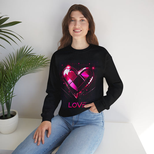 Love Heart Unisex Crewneck Sweatshirt - Cozy Valentine's Gift